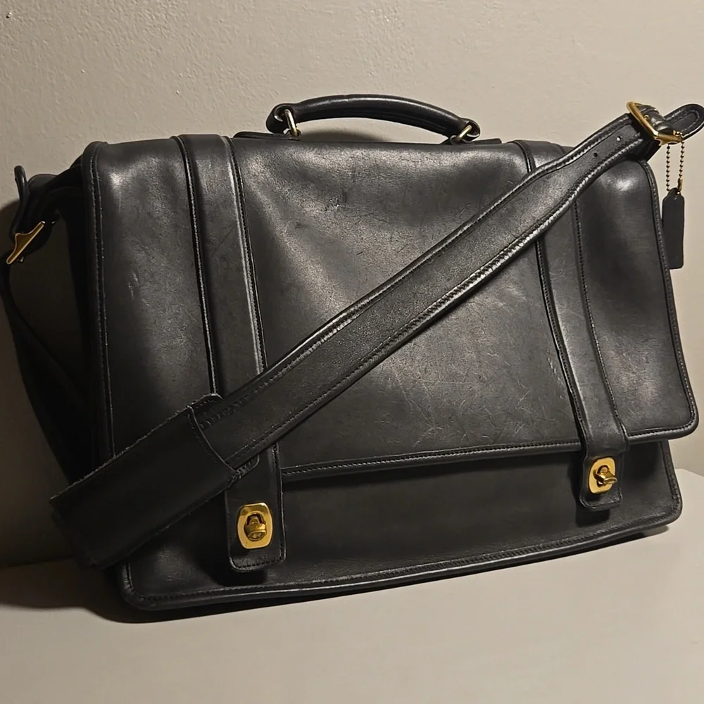 Coach Vintage Leather Briefcase Black